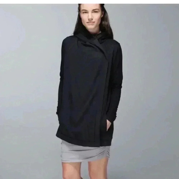 Lululemon Women's Blissed Out Organic Cotton Hooded Wrap Cardigan Sweater - Picture 1 of 15